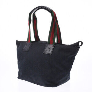 Gucci GG black handle canvas web tote bag